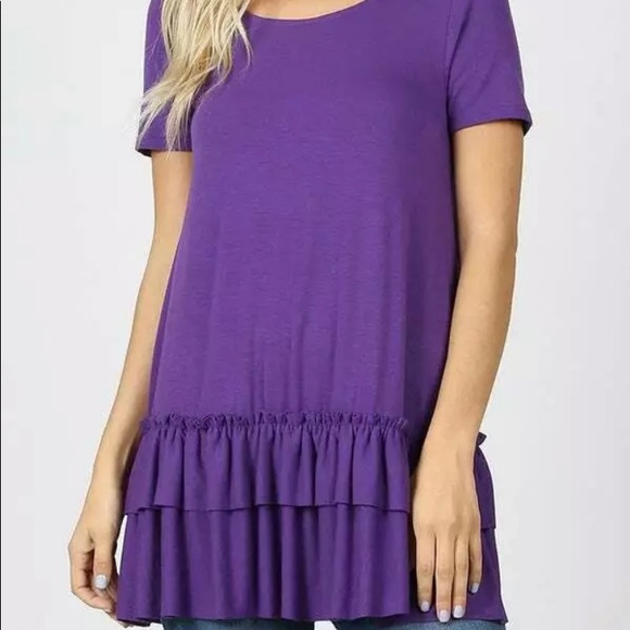 Zenana ruffle hem Short sleeved top - Picture 1 of 1
